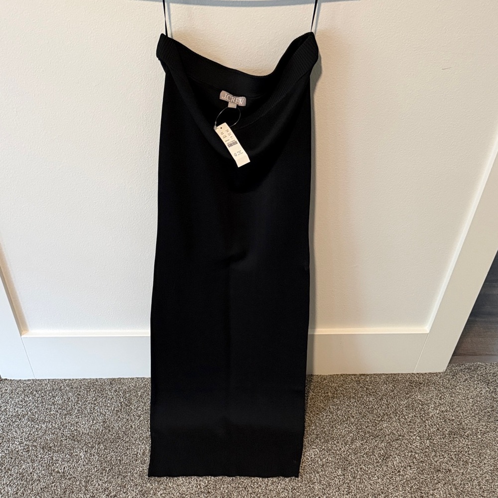 J.Crew Black Ribbed Sleeveless Knit Dress with straight Neckline